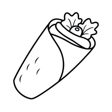 recommend clip art: Delicious Wrap Outline Drawing Simple Food Illustration