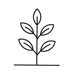 Simple Line Art Drawing of a Growing Plant Sprout