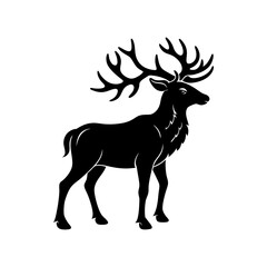 Fototapeta premium Extinct animal Irish Elk silhouette vector illustration