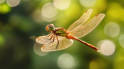 Naklejka premium Dragonfly sunlight. Generative AI