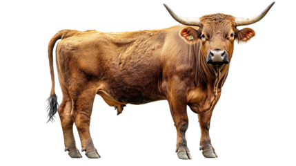 Majestic Bull: Capturing the strength and grace of a bull with impressive horns, this image showcases the animal in its full glory, symbolizing power and resilience.