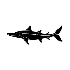  Extinct animal Chinese paddlefish silhouette vector