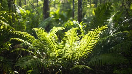 Fern unfurls green fronds. Generative AI