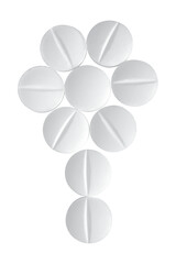 White round tablets, isolated on transparent background.
