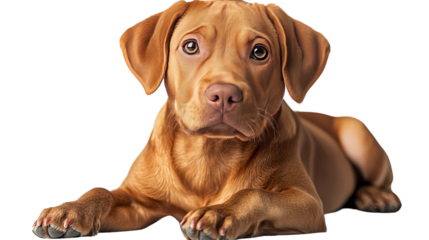 Loyal Gaze: A close-up portrait of a Vizsla, its short, coppery coat gleaming under the light, showcasing the breed's characteristic alert and intelligent expression.