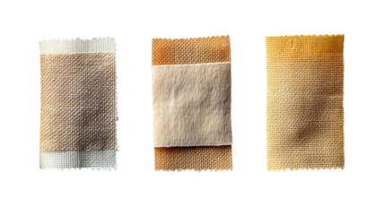Bandage Trio: A collection of three adhesive bandages, designed for wound care, presented with detailed texture and color variations, ready for healing and medical needs.