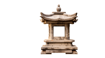 Isolated stone lantern with layered roof on black background