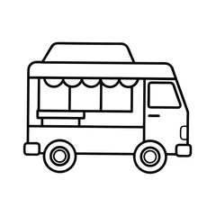 Mobile Food Truck Vendor Business Street Cart Outline Drawing