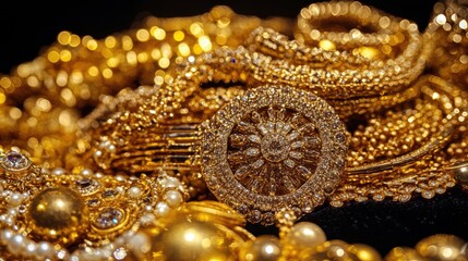Gold Jewelry Pile. Generative AI