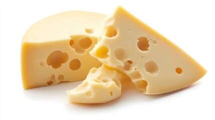 Cheese Wedges Stacked Together on a White Background Creating Dairy Food