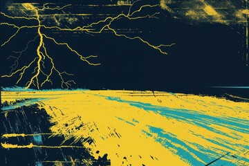 Silkscreen of huge lighting strike nature thunderstorm backgrounds.