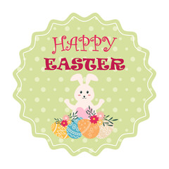 Cute Easter Bunny Gift Tags and Labels Flat Illustration