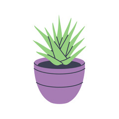 Simple illustration of an aloe vera in a purple pot. Perfect for minimalist and botanical designs.