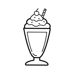 Classic Creamy Delicious Milkshake Dessert Drink with Whipped Cream Cherry Straw