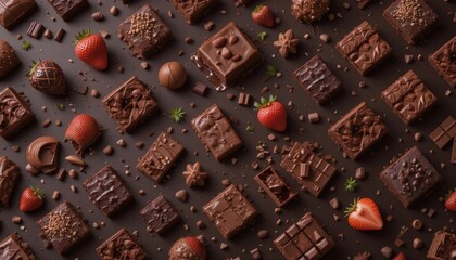 Seamless Diagonal Pattern of Chocolate Desserts Tileable Design for Packaging & Product Design