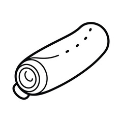 Simple Line Drawing of a Rolled Up Cucumber or Pickle