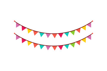 Obraz premium Bunting Flags Banner for Birthday Parties and Carnival Garland Decoration on White Background
