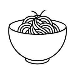 Simple Line Drawing of Noodles in a Bowl of Pasta