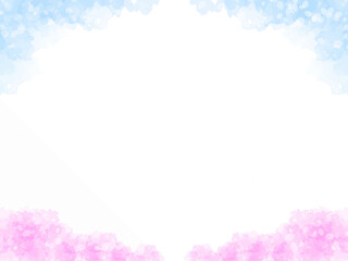 春の桜の花びらと青空イメージのテクスチャー背景素材。桜並木のイメージ。うっすら。ほんのり。ふんわり