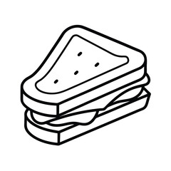 Simple Line Drawing of a Delicious Triangular Sandwich