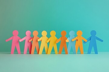 Colorful Paper People Holding Hands Togetherness1