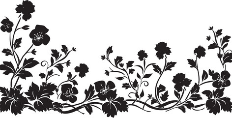 Elegant black floral silhouette vector for decorative design and pattern creation.