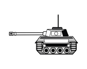Fototapeta premium Tank vector illustration, Tank silhouette, isolated on a white background.