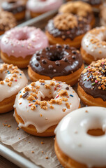 Donuts with Tiny Sprinkles, Glaze, and Crumbs

