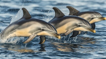 Obraz premium Dolphins Jumping Ocean Wildlife