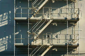 Naklejka premium A building with a fire escape ladder on the side