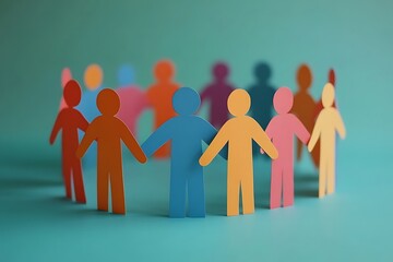 Colorful Paper People Holding Hands Unity Teamwork18