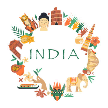 Travel Card with Famous Landmarks of india
