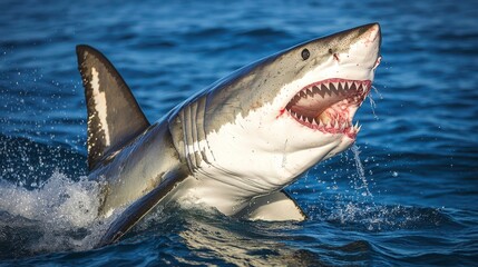Naklejka premium Great White Shark Jaws, Ocean Predator