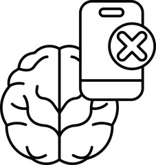 A brain and a cell phone with an X on it