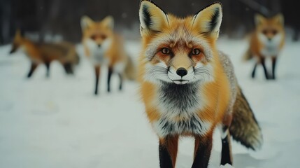 Obraz premium Red Fox Portrait in Winter Snow