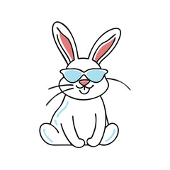 Easter bunny icon wearing sunglasses, fun design for festive celebrations and playful summer vibes