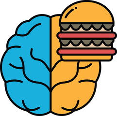 A brain and a hamburger are shown side by side