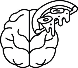 A brain with a slice of pizza on it