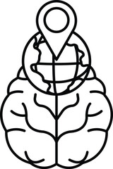 A brain with a globe on top of it