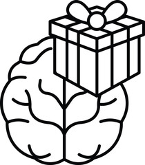 A brain is shown with a box on top of it