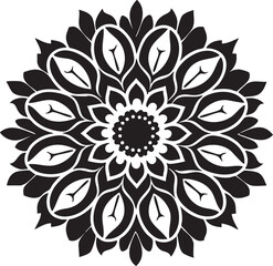 Fototapeta premium Black and white floral mandala design for decorative and meditative purposes.