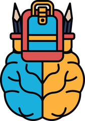 A brain with a backpack on it