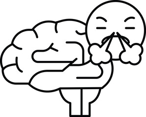 A cartoon of a brain with a person's face on it