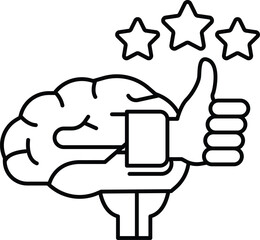 A brain with a thumbs up sign on it