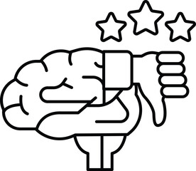 A brain with a thumbs down sign on it