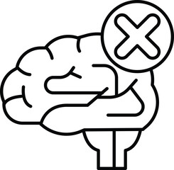 A brain with an X over it