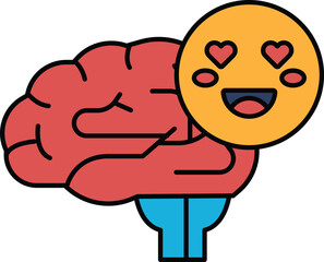 A cartoon brain with a heart on it and a smiley face