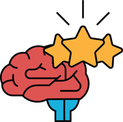A brain with three stars on it