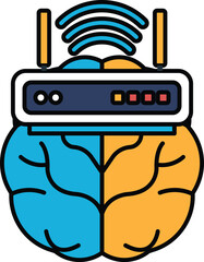 A brain with a wifi router in the middle