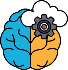 A brain with a gear in the middle
